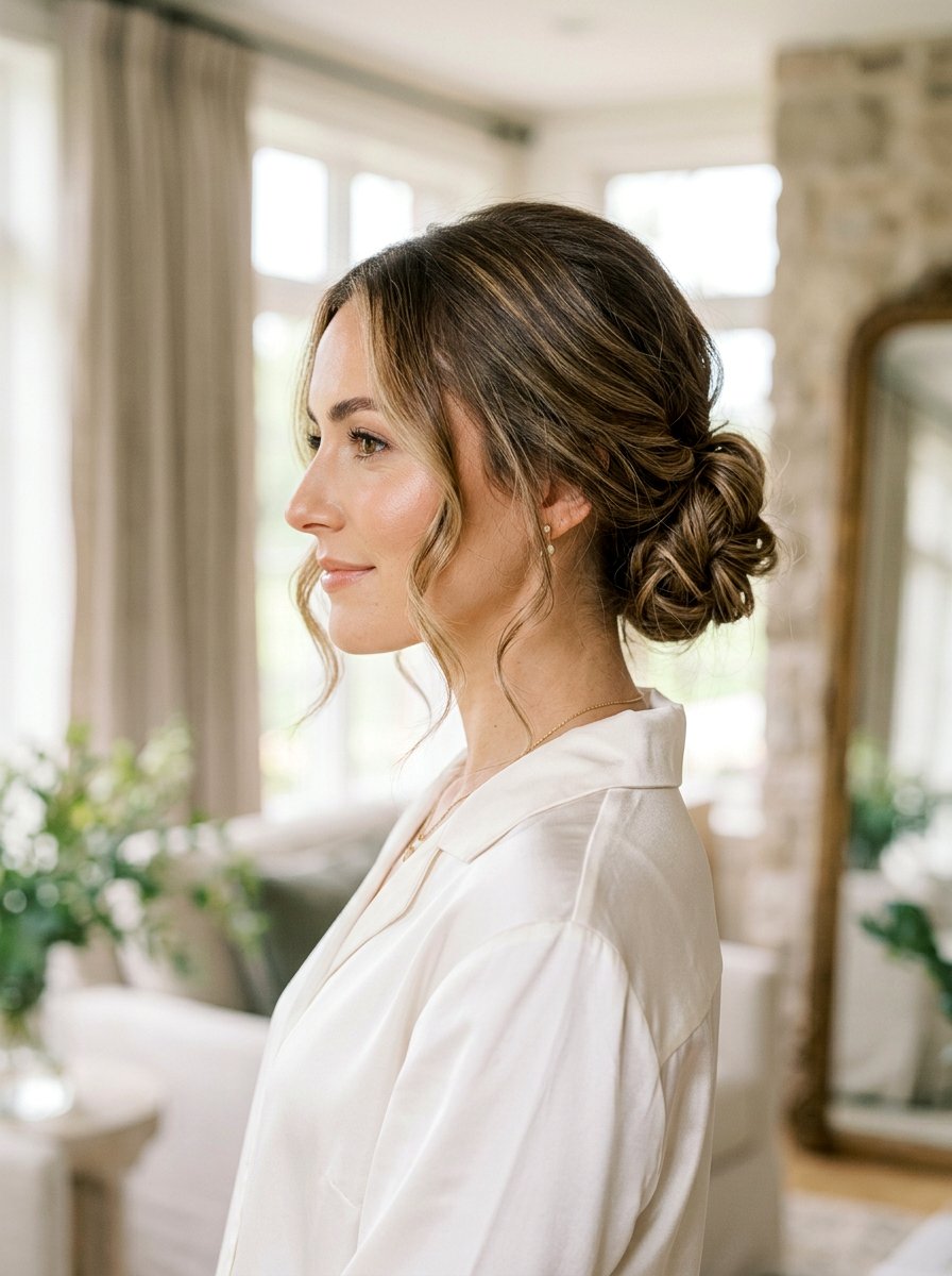 Low Chignon With Face Framing Pieces - 20 soft glam hairstyle for long straight hair - 20 soft glam hairstyle for long straight hair