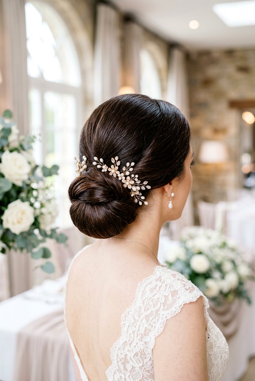 Low Chignon With Hair Accessories - 20 modern low chignon - 20 modern low chignon