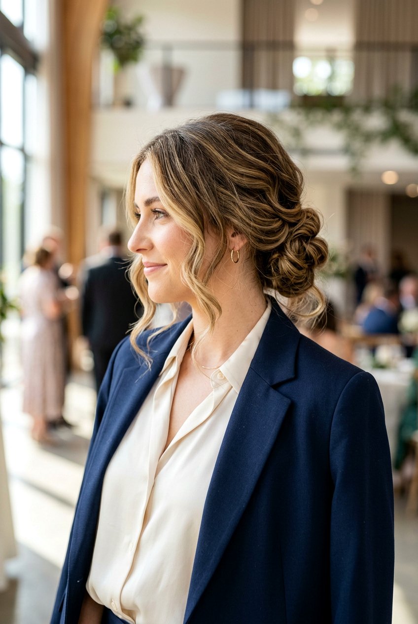 Low Chignon With Loose Waves - 20 modern low chignon - 20 modern low chignon