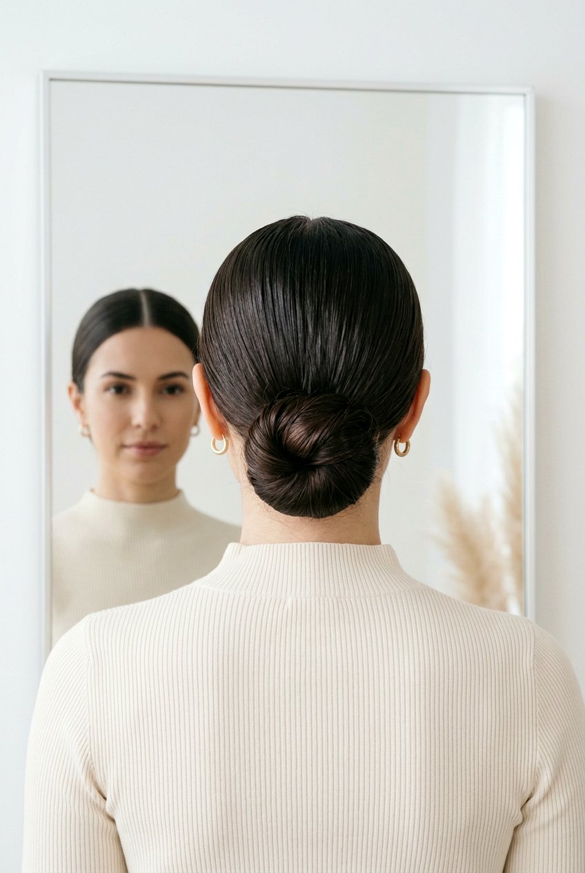 Low Chignon With Middle Part - 20 modern low chignon - 20 modern low chignon