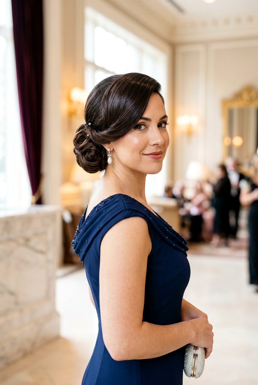 Low Chignon With Side Part - 20 elegant low chignon for wedding guest - 20 elegant low chignon for wedding guest