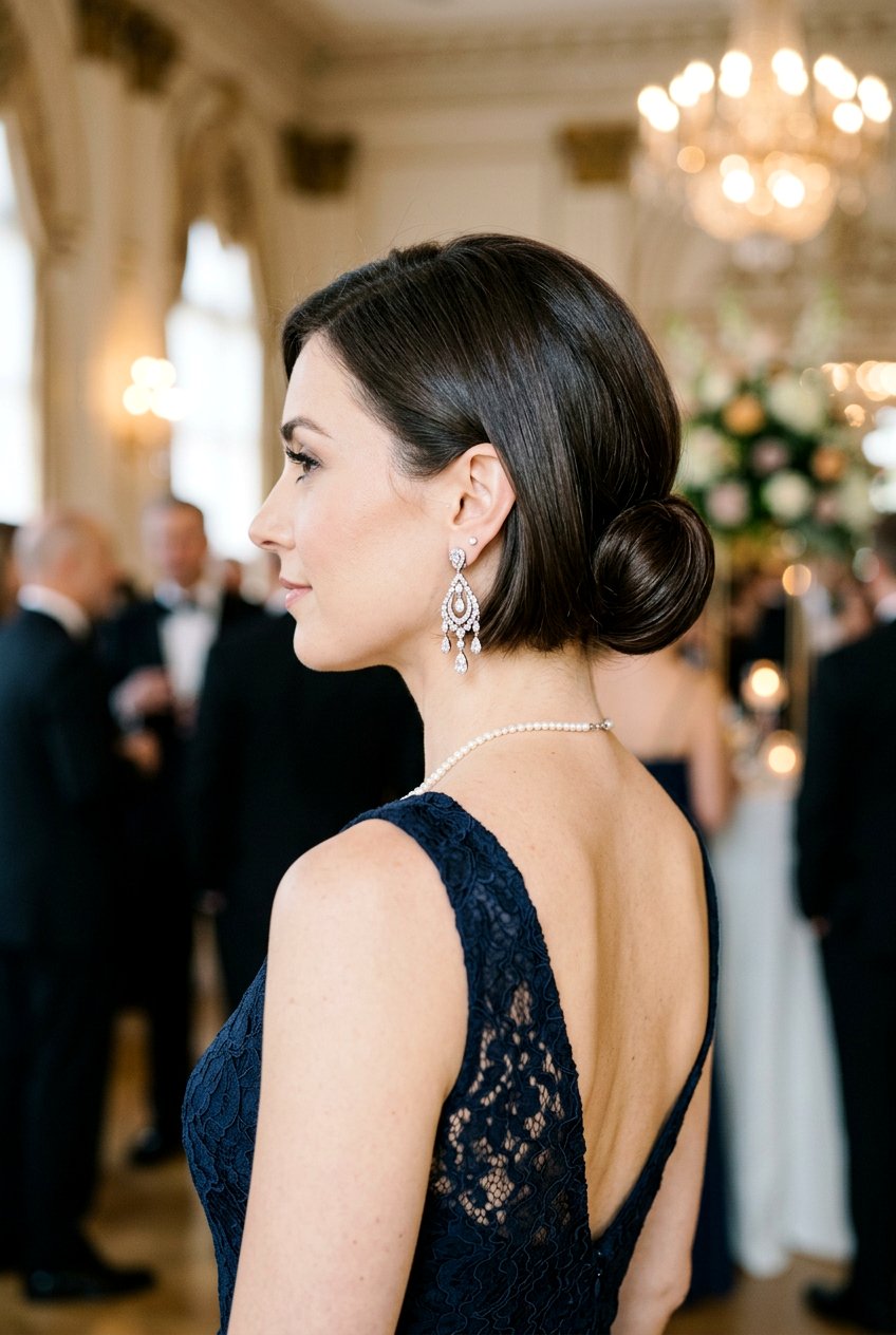 Low Chignon for Short Bob - 20 wedding guest hairstyles for short hair - 20 wedding guest hairstyles for short hair