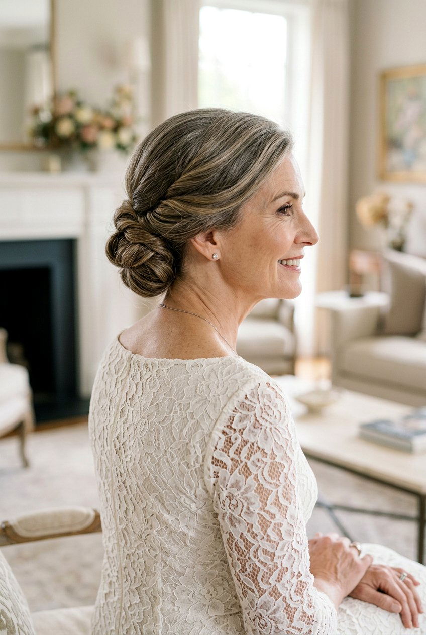 Low Chignon - 20 bridal hairstyle for mature bride - 20 bridal hairstyle for mature bride