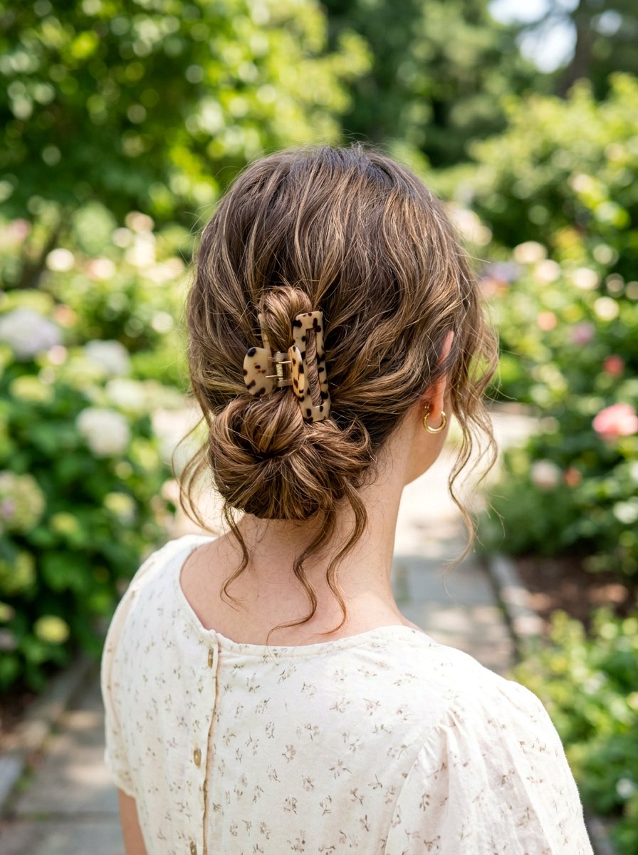 Low Claw Clip Bun - 20 summer claw clip hairstyles - 20 summer claw clip hairstyles