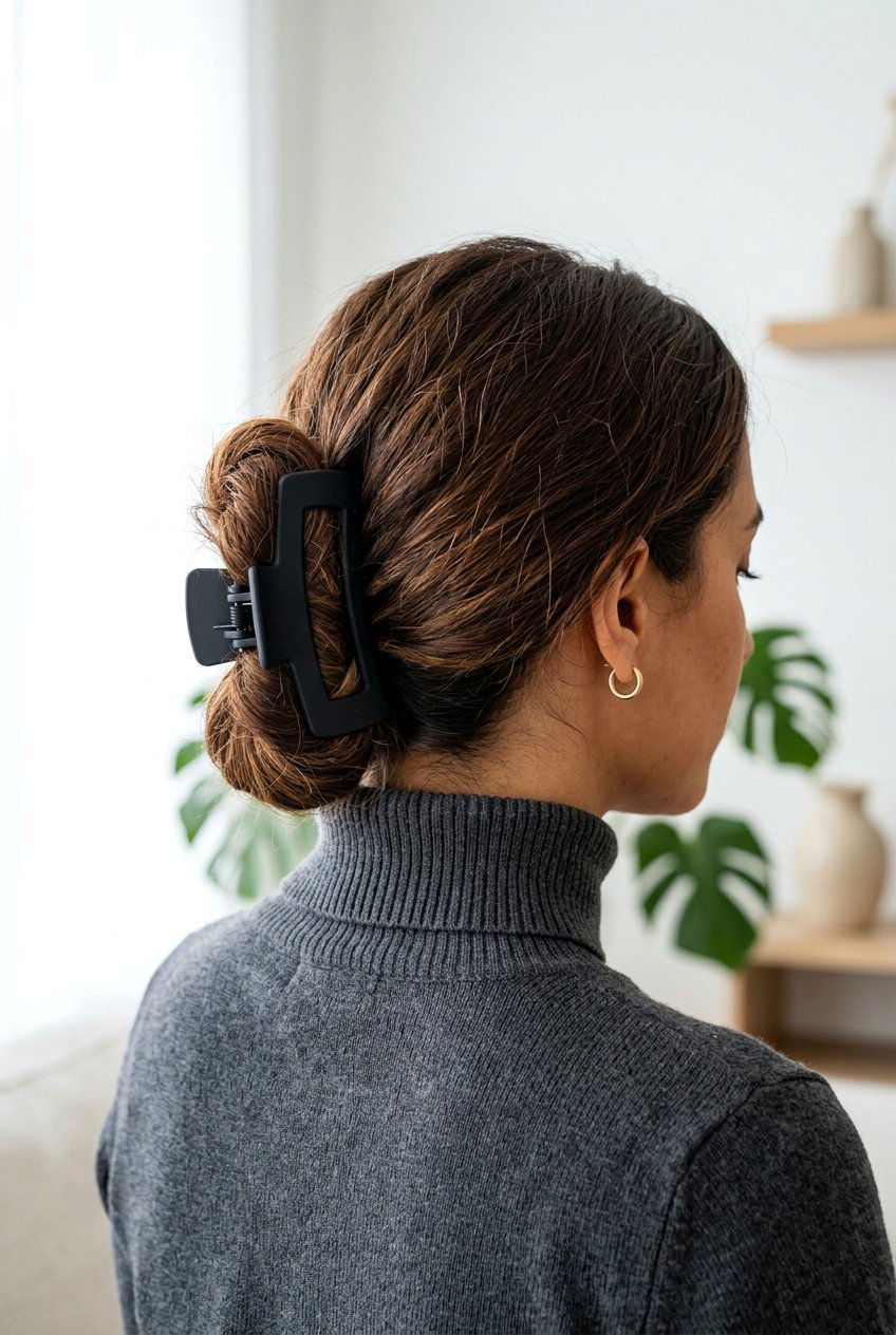 Low Claw Clip Bun - 20 y2k bun with claw clip - 20 y2k bun with claw clip