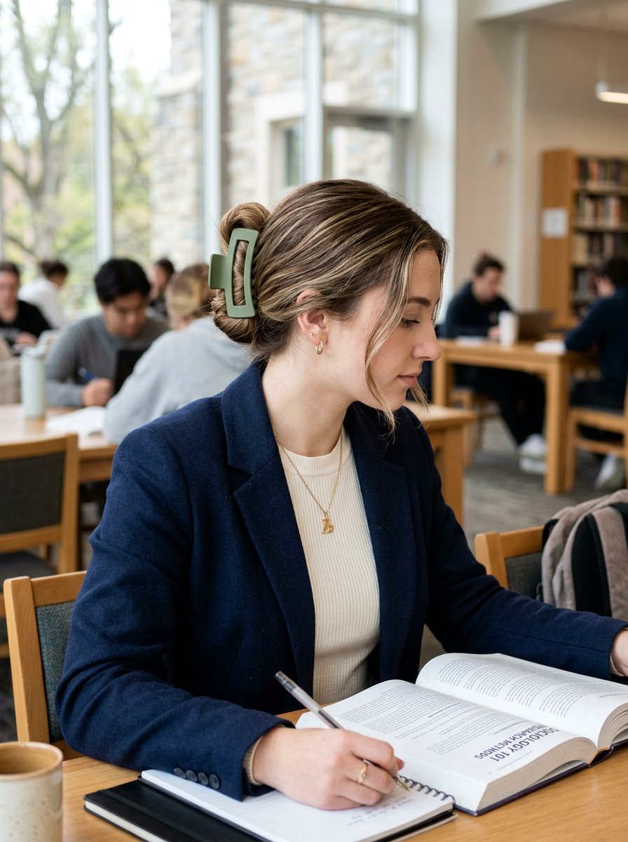 Low Claw Clip Chignon - 20 viral school hairstyle ideas - 20 viral school hairstyle ideas