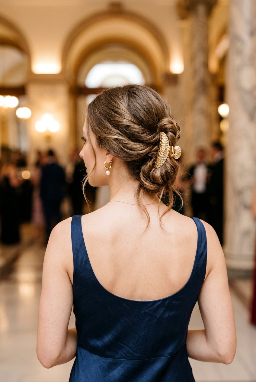 Low Claw Clip Chignon For Prom - 20 prom hairstyles with claw clip - 20 prom hairstyles with claw clip