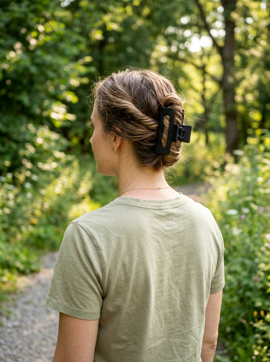 Low Claw Clip Twist - 20 summer claw clip hairstyles - 20 summer claw clip hairstyles