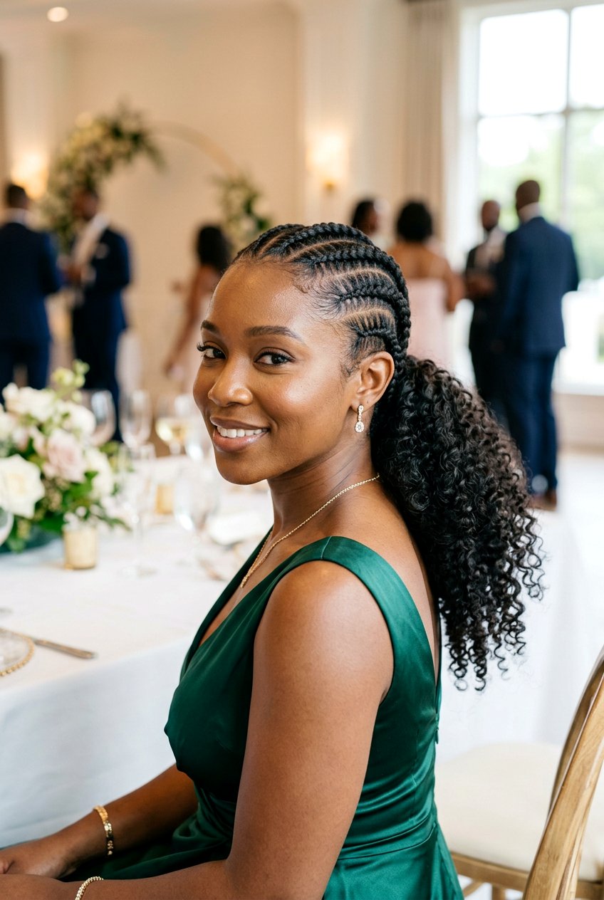 Low Cornrows With Curly Ponytail - 20 cornrows with curly ponytail - 20 cornrows with curly ponytail