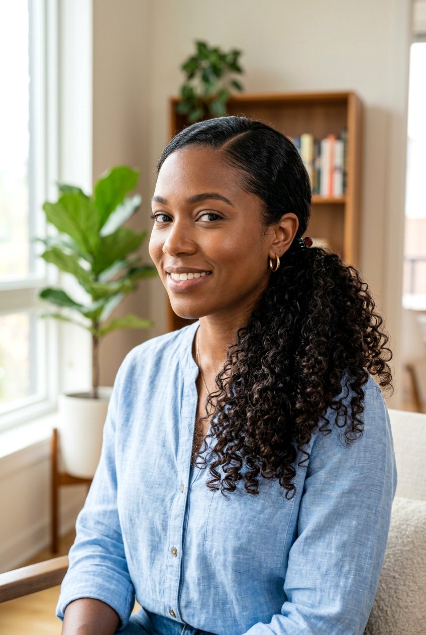 Low Curly Ponytail - 20 everyday curls hairstyle - 20 everyday curls hairstyle