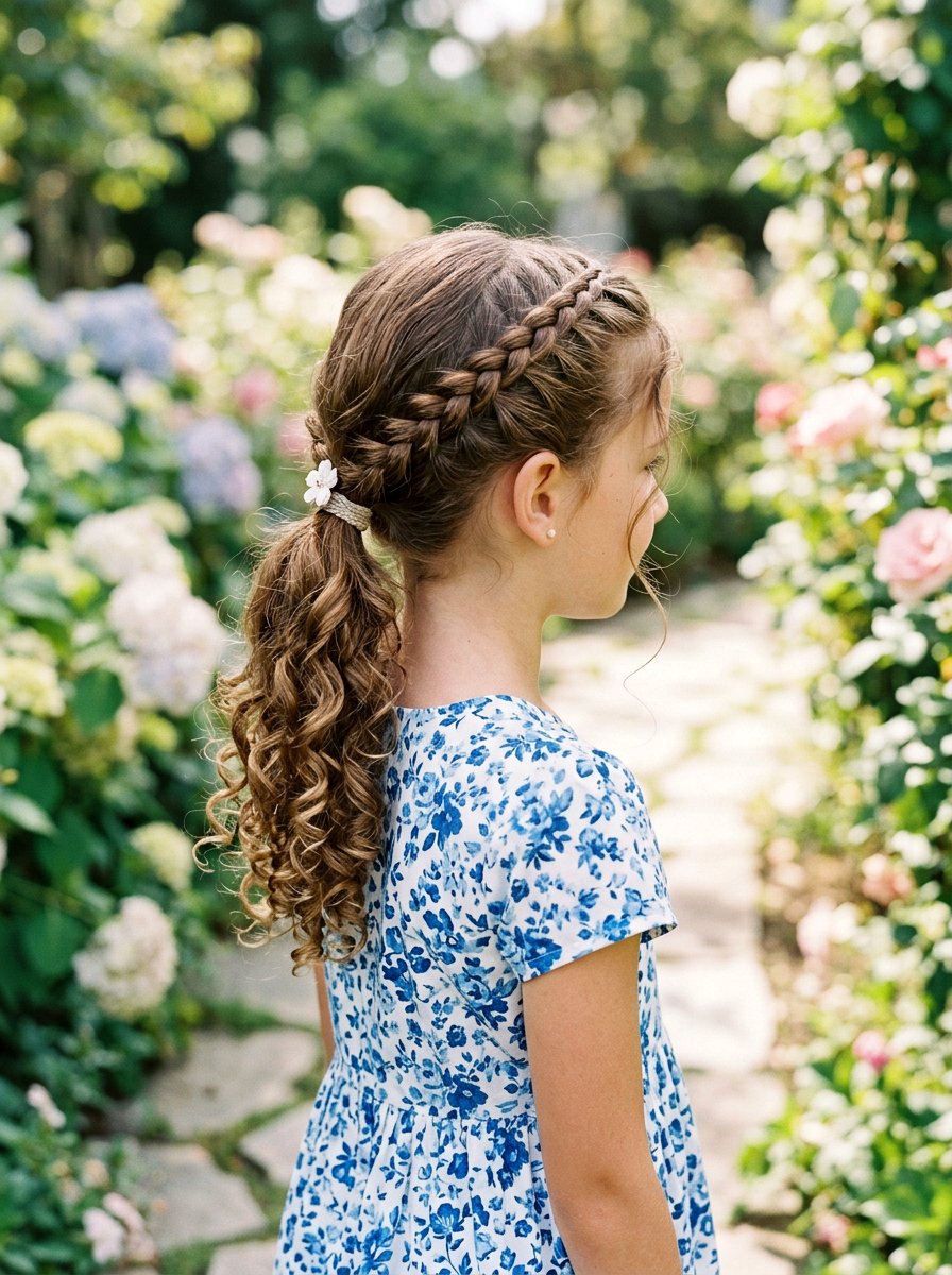 Low Curly Ponytail With Braids - 20 kids curly ponytail hairstyles - 20 kids curly ponytail hairstyles
