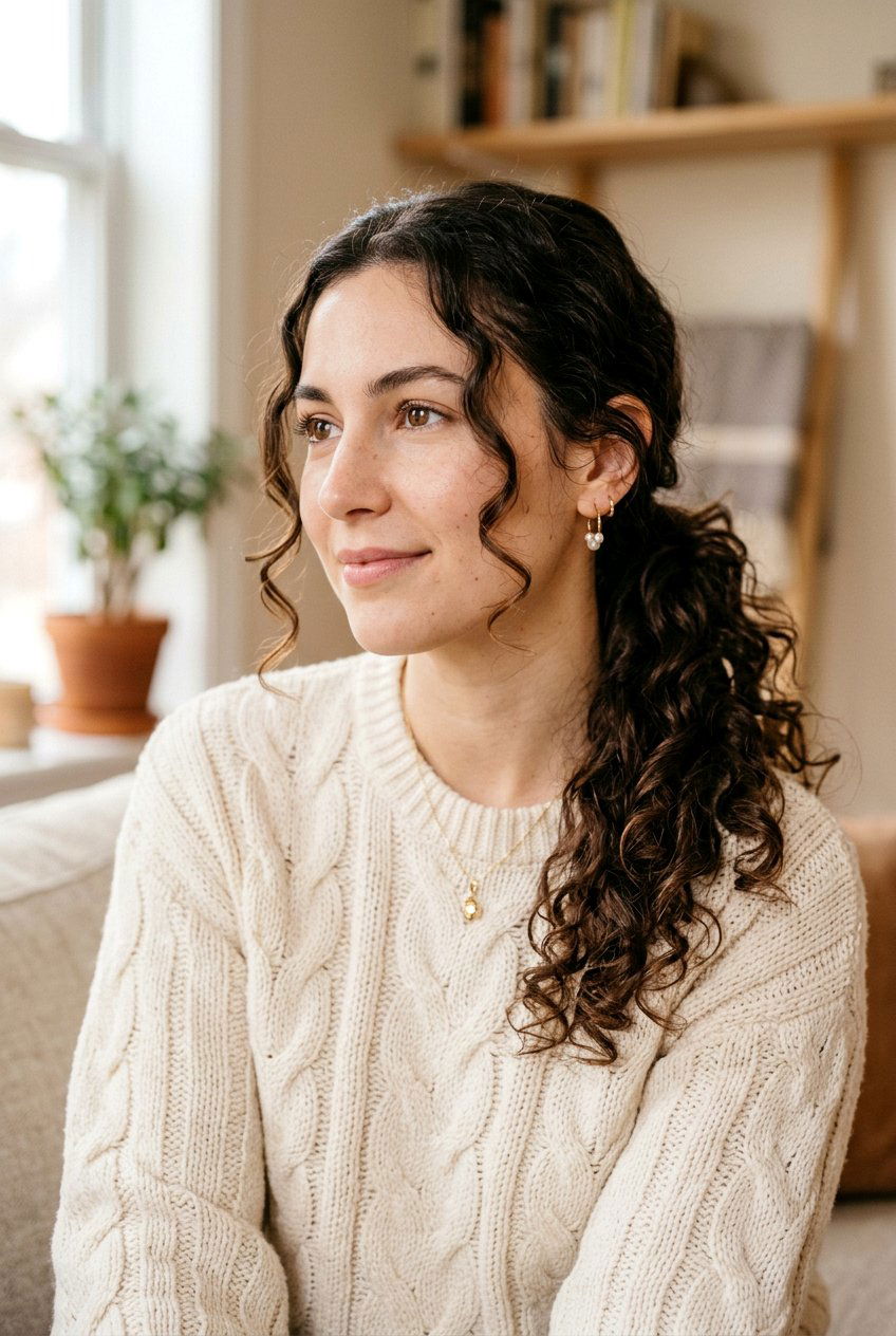 Low Curly Ponytail With Face Framing Tendrils - 20 soft girl ponytail with curls - 20 soft girl ponytail with curls