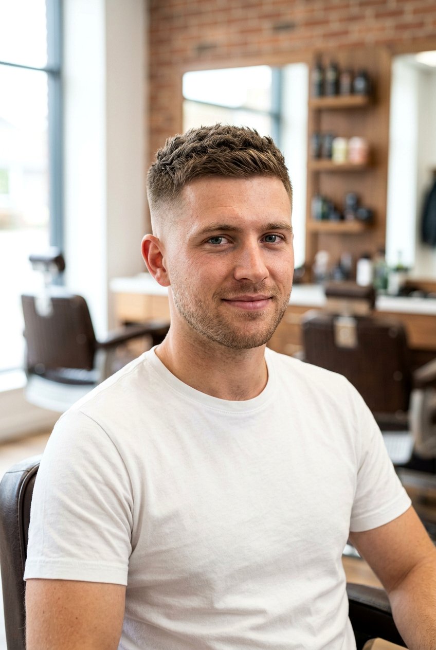 Low Fade Crew Cut - 20 mens haircut for longer face shape - 20 men’s haircut for longer face shape