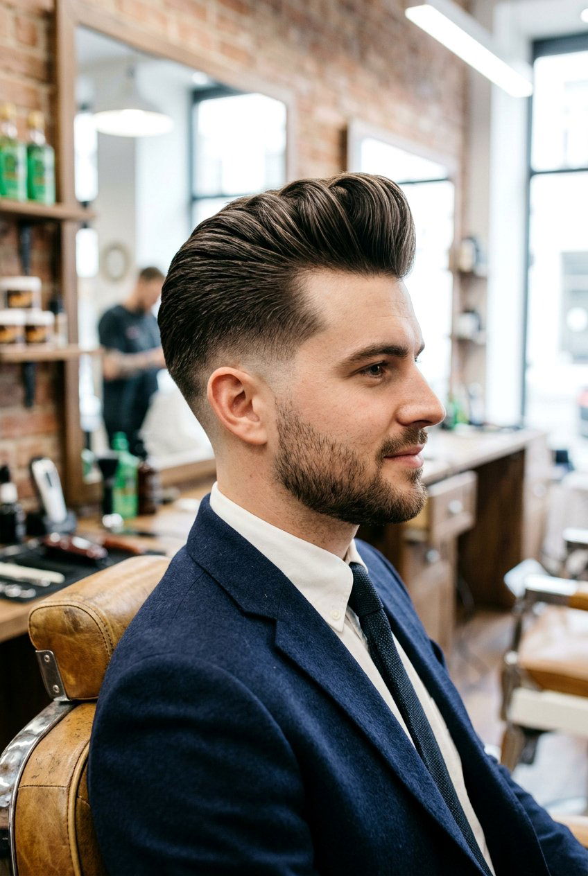 Low Fade Pompadour - 20 pompadour haircut for men - 20 pompadour haircut for men