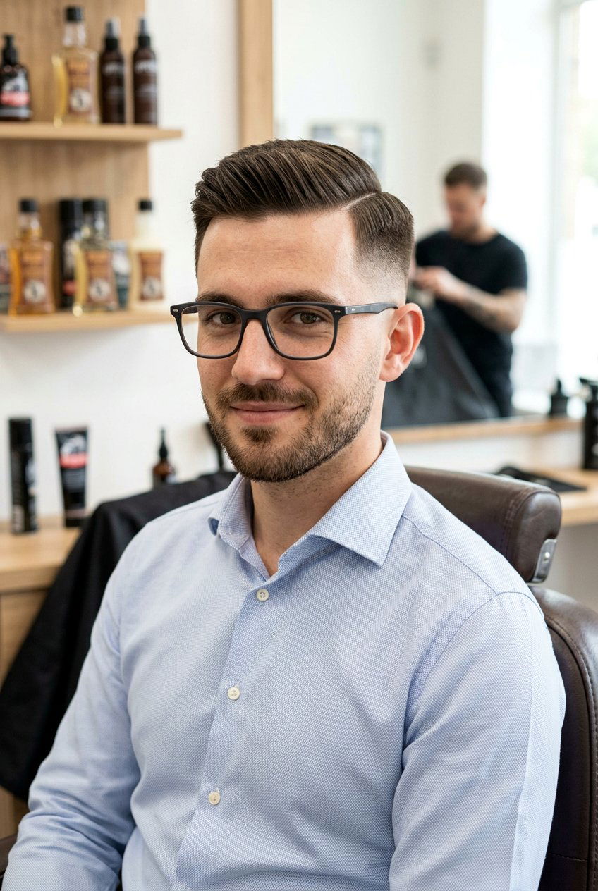 Low Fade Side Part - 20 men haircut with glasses mature style - 20 men haircut with glasses mature style