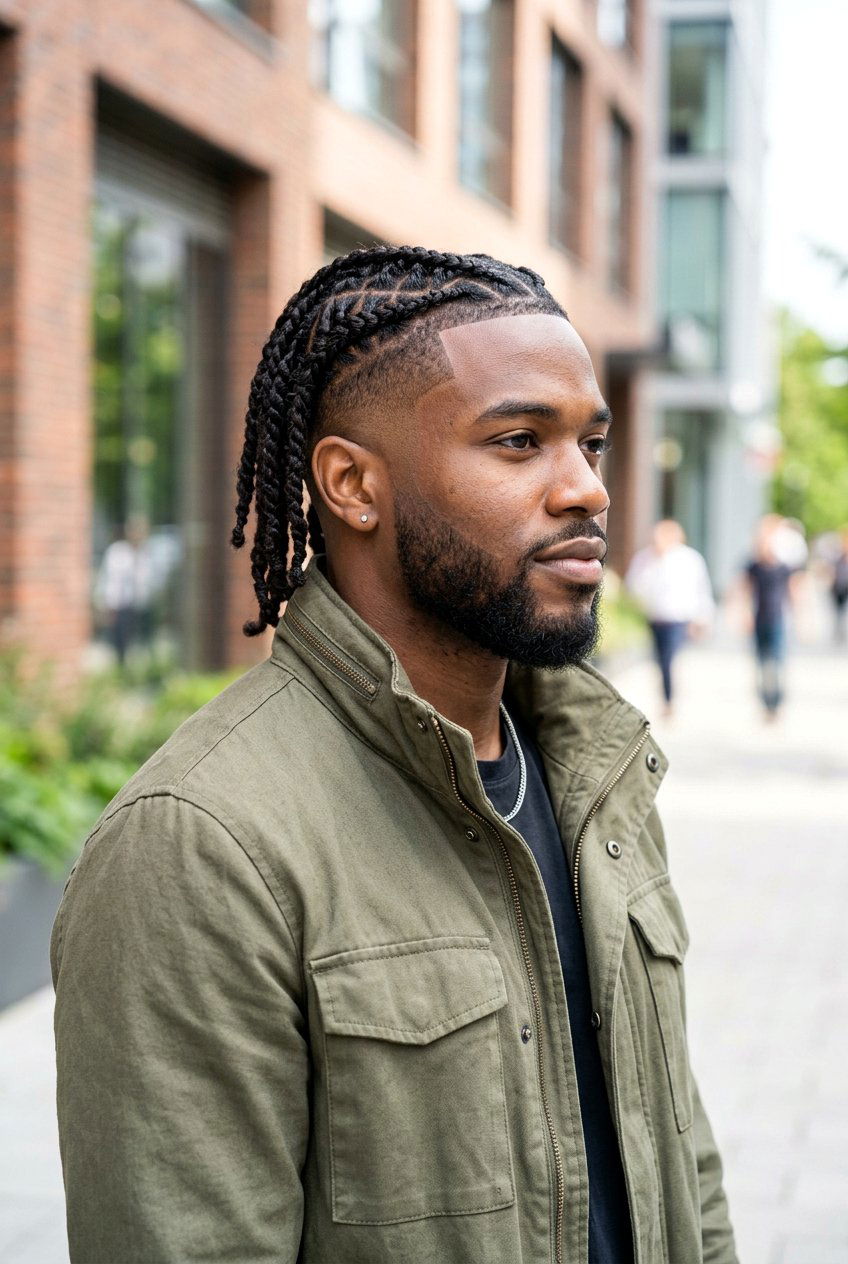 Low Fade With Braided Twists - 20 low fade with twists men - 20 low fade with twists men