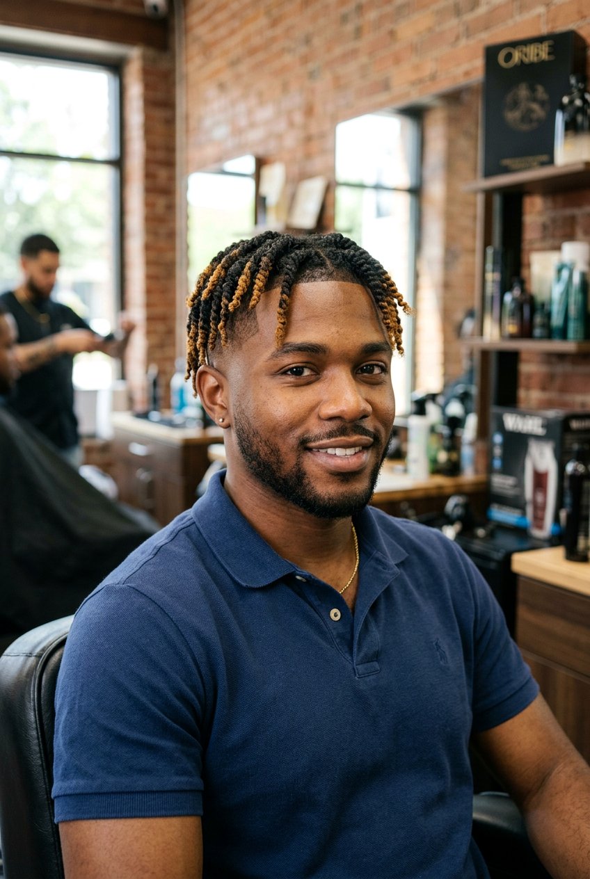 Low Fade With Dyed Tips Twists - 20 low fade with twists men - 20 low fade with twists men