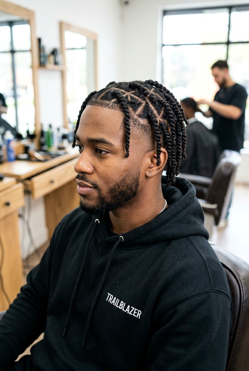 Low Fade With Triangle Part Twists - 20 low fade with twists men - 20 low fade with twists men