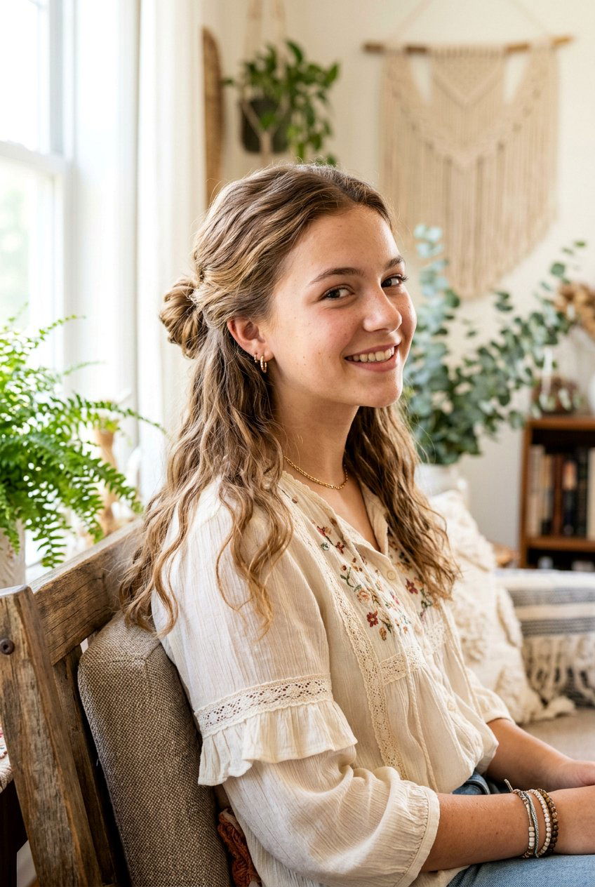 Low Half Up Bun For Teens - 20 half up bun hairstyles for teens - 20 half up bun hairstyles for teens