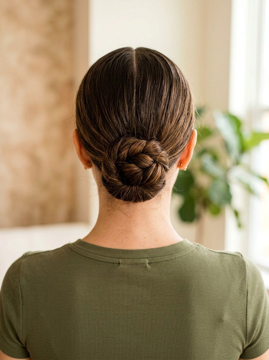 Low Knot Bun With Middle Part - 20 yoga bun with middle part - 20 yoga bun with middle part