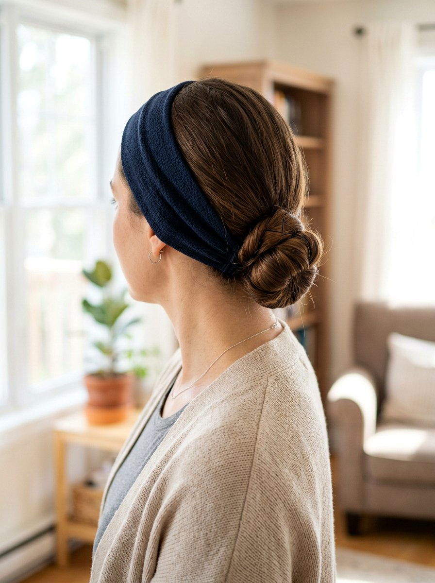 Low Knot With Headband - 20 humidity proof bun hairstyle - 20 humidity proof bun hairstyle