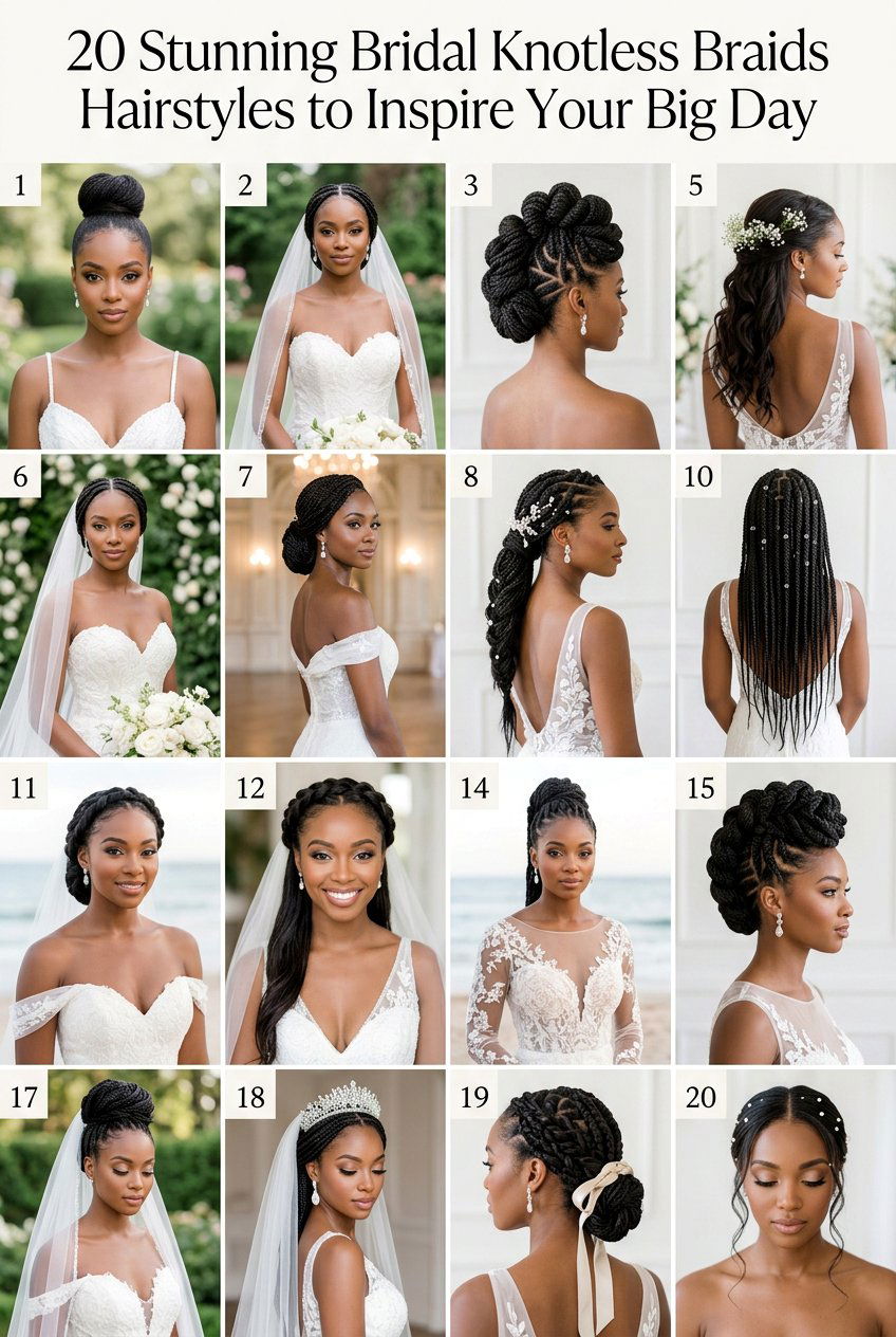 Low Knotless Bun with Pearl and Crystal Accents - 20 bridal knotless braids hairstyles - 20 bridal knotless braids hairstyles