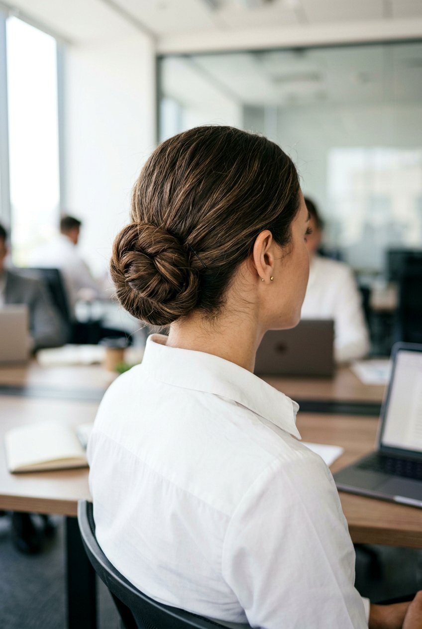 Low Knotted Bun - 20 low bun for corporate women - 20 low bun for corporate women