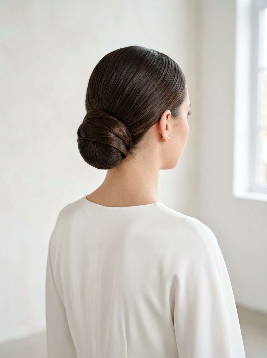 Low Loop Bun - 20 interview hairstyle with smooth low bun - 20 interview hairstyle with smooth low bun