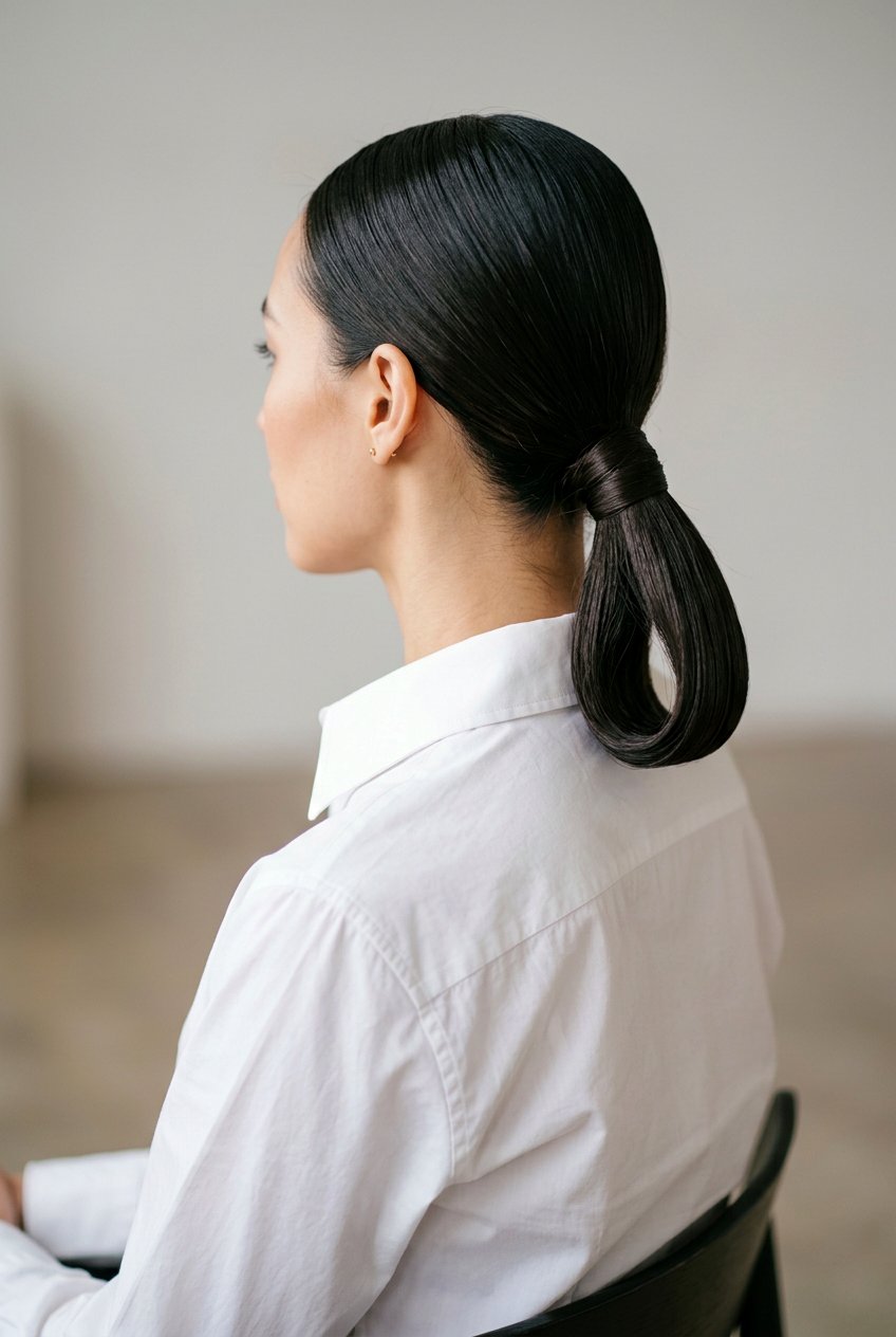 Low Loop Editorial Bun - 20 editorial slick bun hairstyle - 20 editorial slick bun hairstyle