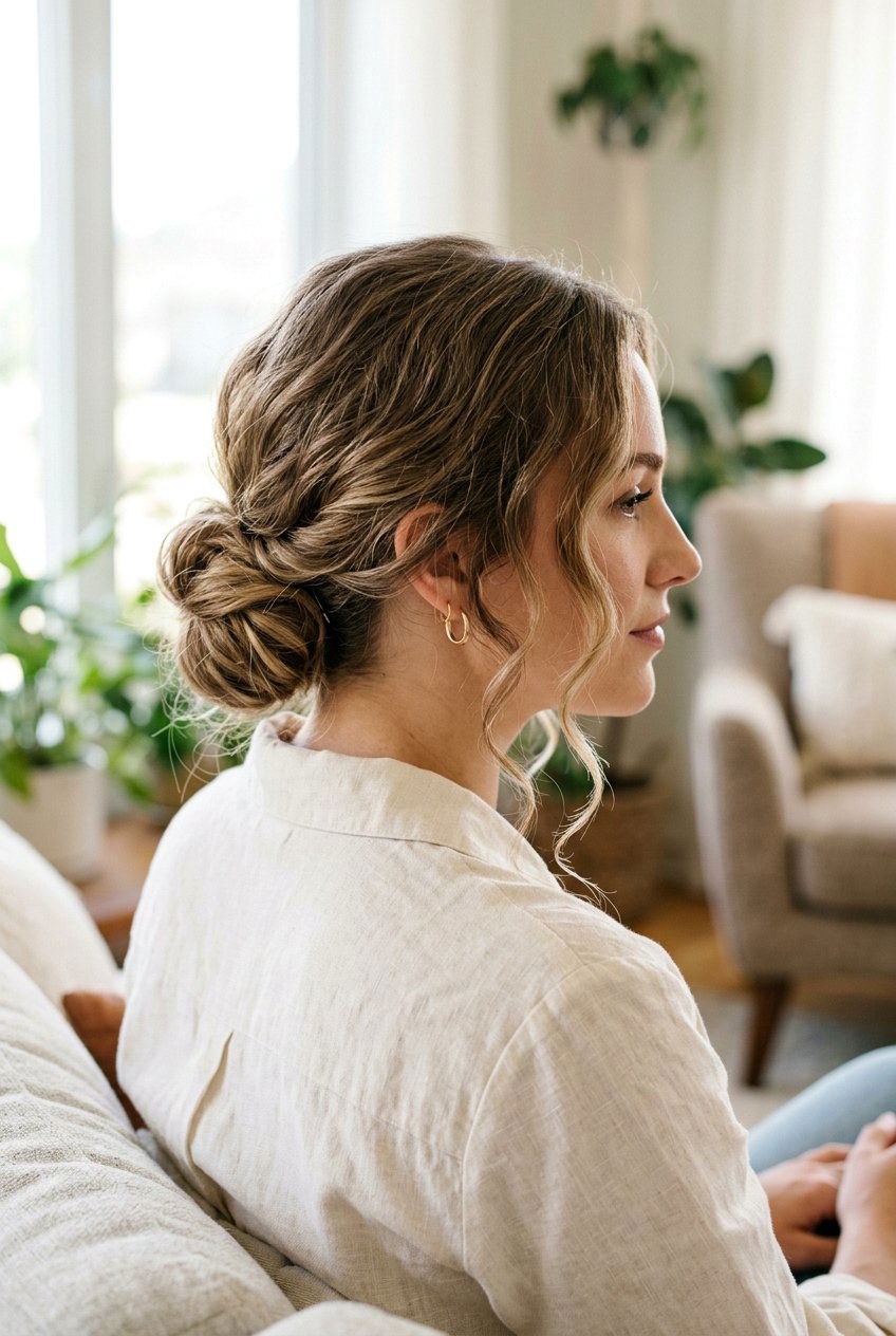 Low Loose Bun With Face Framing Strands - 20 formal festive updo - 20 formal festive updo