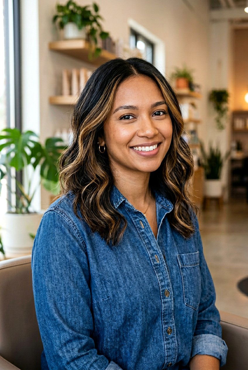 Low Maintenance Honey Babylights On Black Hair - 20 black hair with honey babylights - 20 black hair with honey babylights