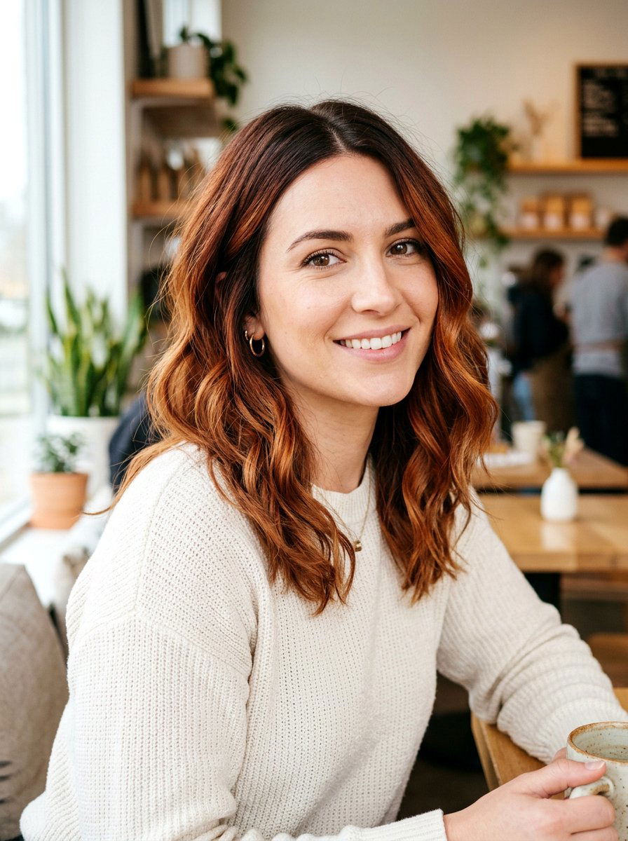 Low Maintenance Red Brown Balayage For Grown Out Roots - 20 rich red brown balayage - 20 rich red brown balayage