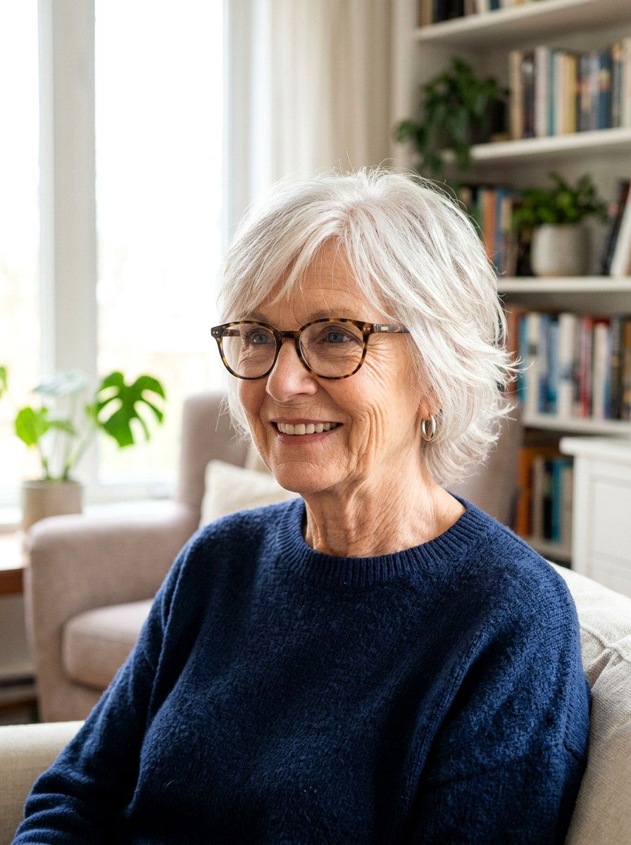 Low Maintenance Short Shag for Older Women with Glasses - 20 short shag with glasses for older women - 20 short shag with glasses for older women
