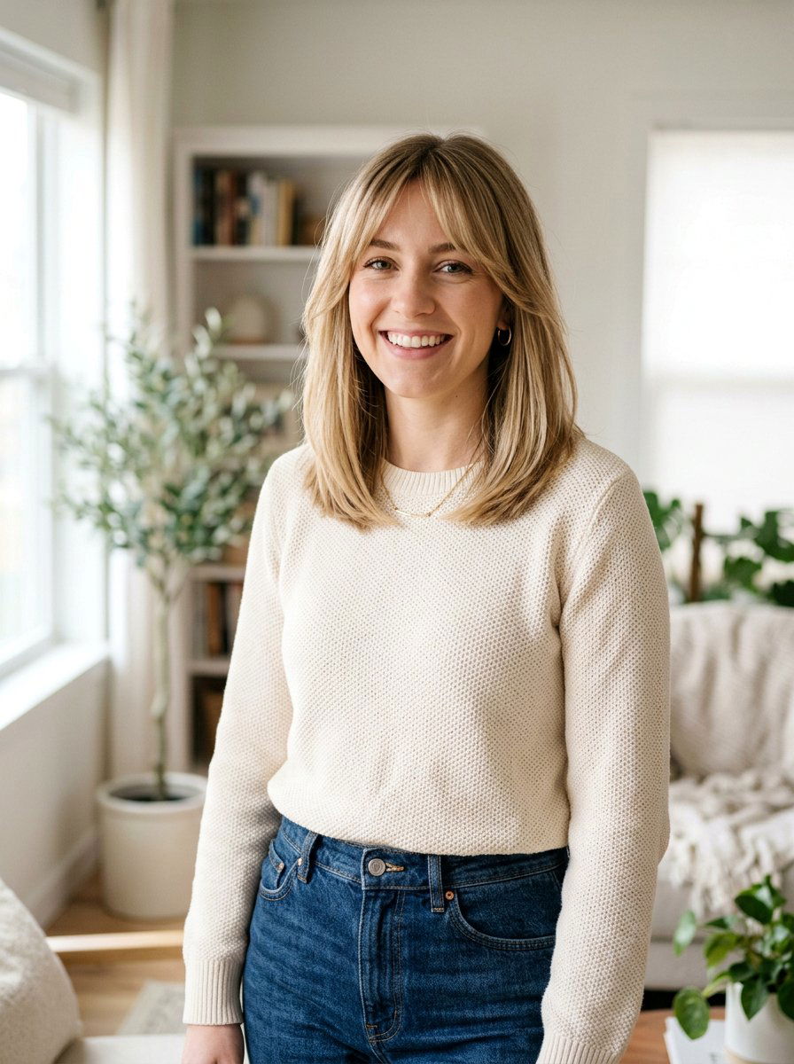 Low Maintenance Straight Lob With Curtain Bangs - 20 straight lob with curtain bangs - 20 straight lob with curtain bangs