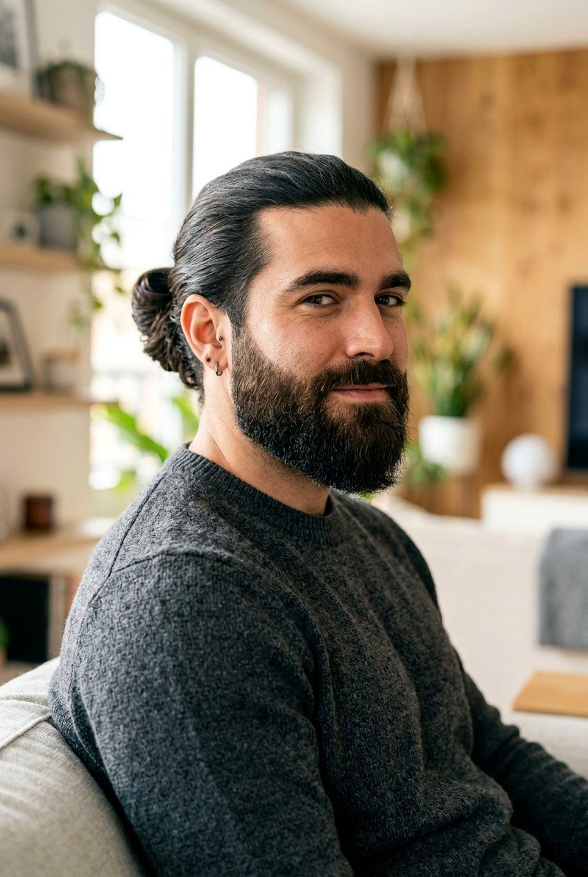 Low Man Bun With Beard - 20 low man bun hairstyle - 20 low man bun hairstyle