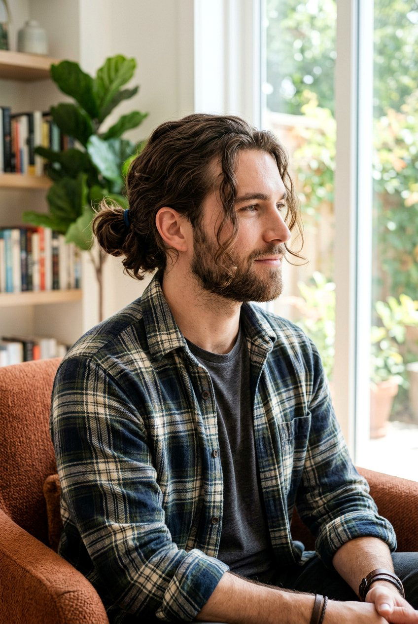 Low Man Bun With Loose Strands - 20 low man bun hairstyle - 20 low man bun hairstyle