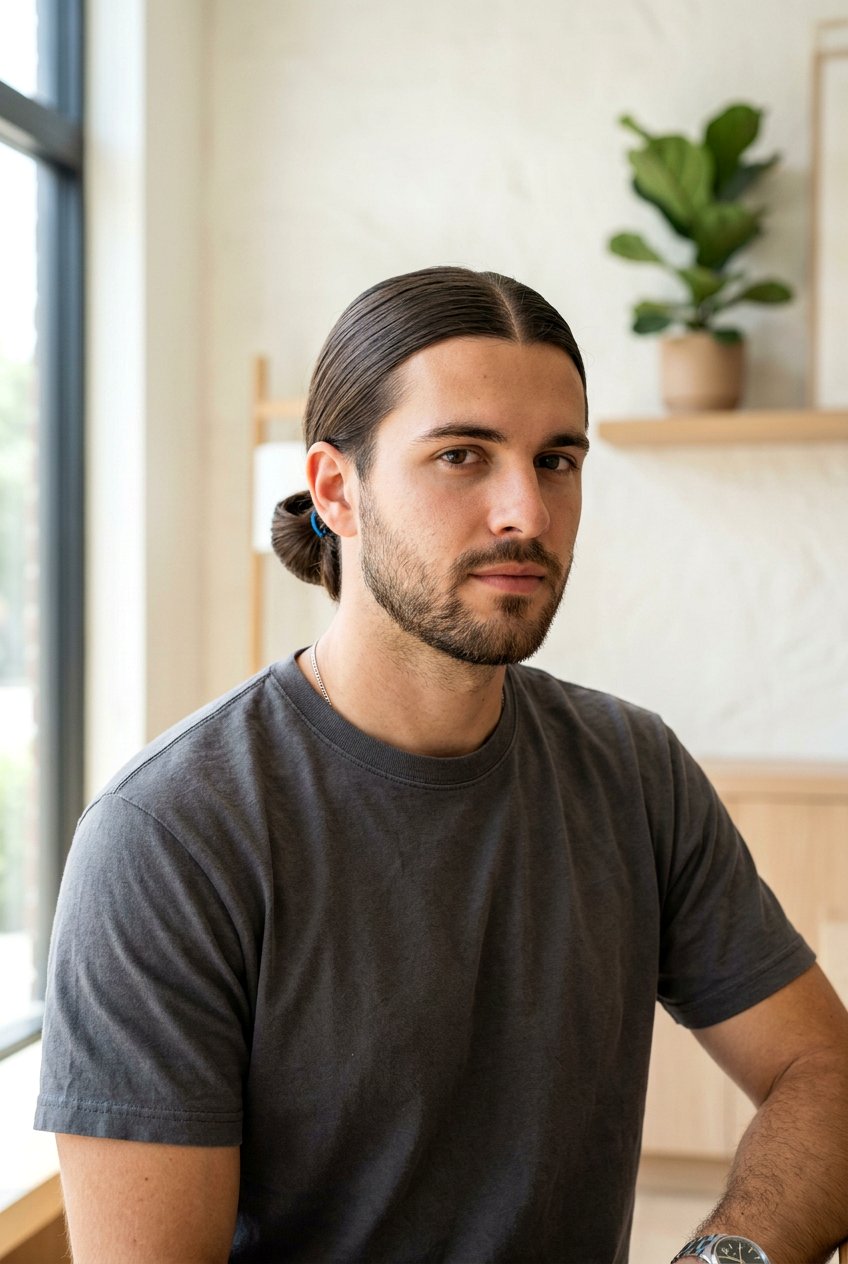 Low Man Bun With Middle Part - 20 low man bun hairstyle - 20 low man bun hairstyle