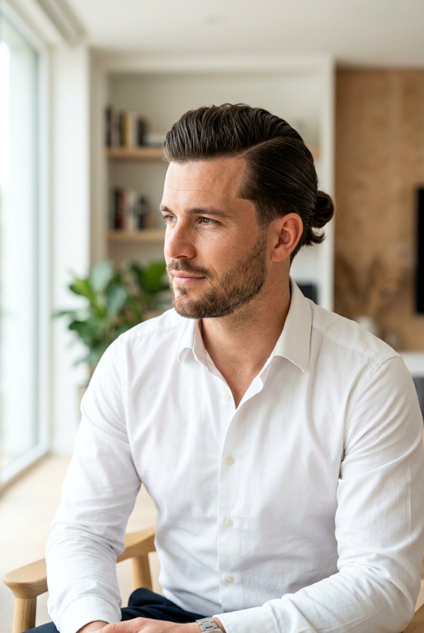 Low Man Bun With Side Part - 20 low man bun hairstyle - 20 low man bun hairstyle
