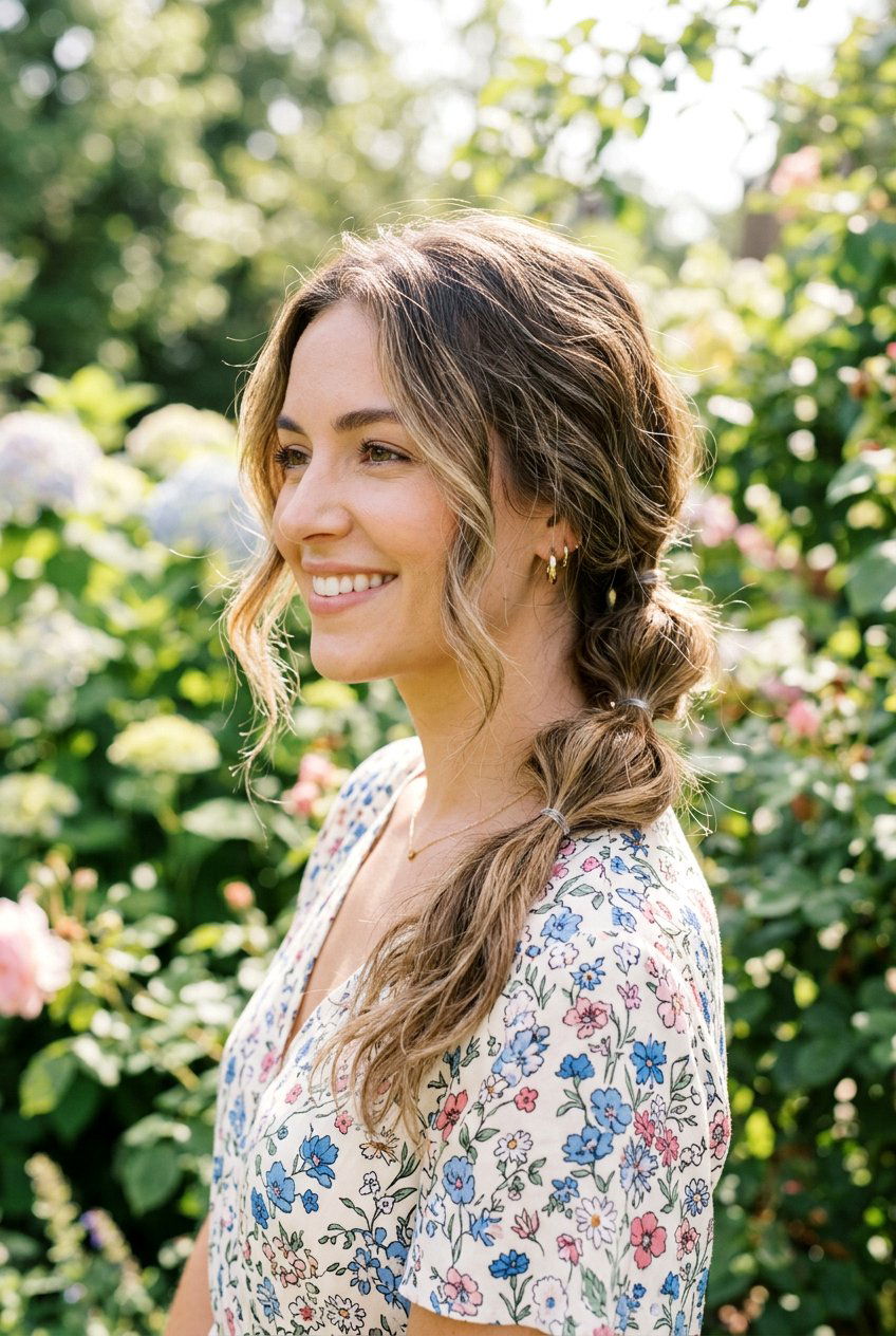 Low Messy Bubble Ponytail - 20 bubble ponytail for wedding guest - 20 bubble ponytail for wedding guest