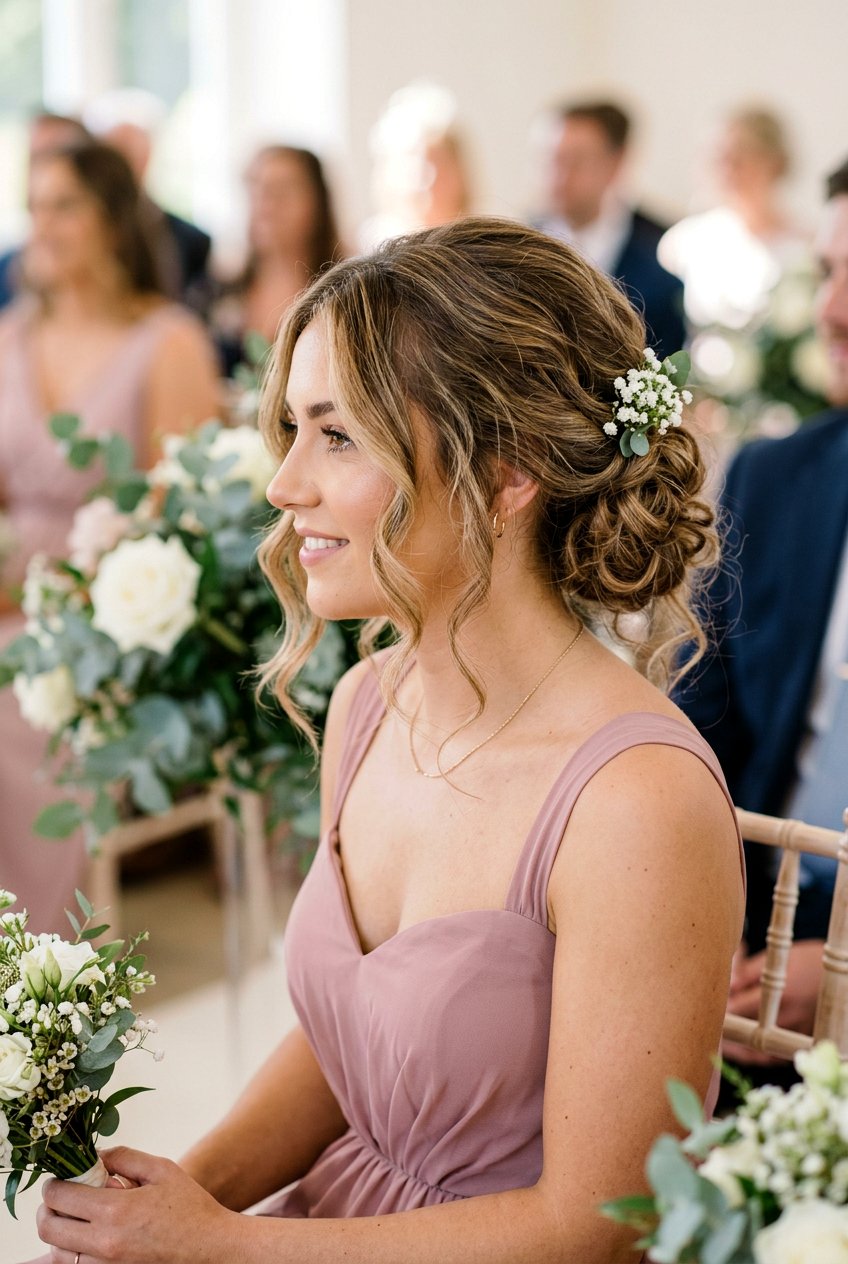 Low Messy Bun - 20 bridesmaid updo hairstyles - 20 bridesmaid updo hairstyles