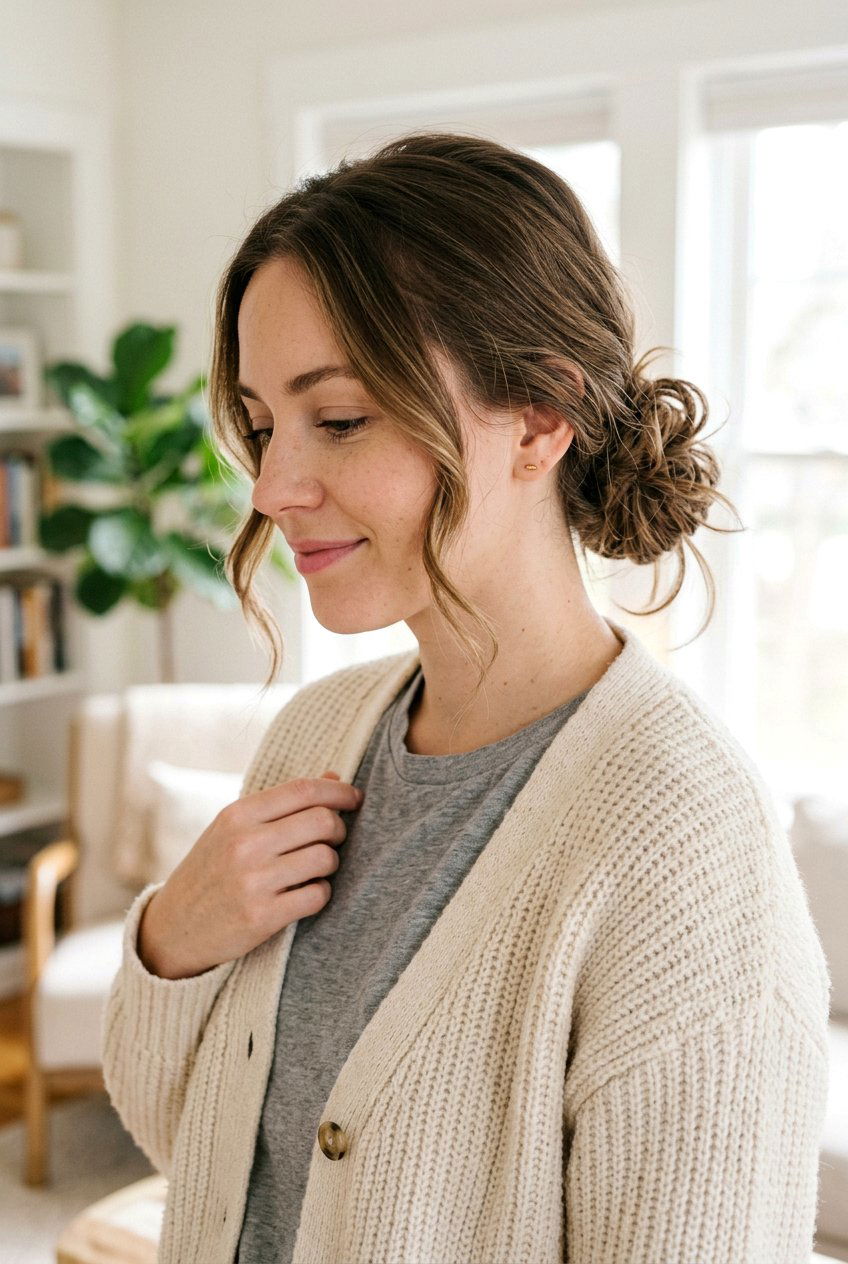 Low Messy Bun - 20 library friendly hairstyles - 20 library friendly hairstyles