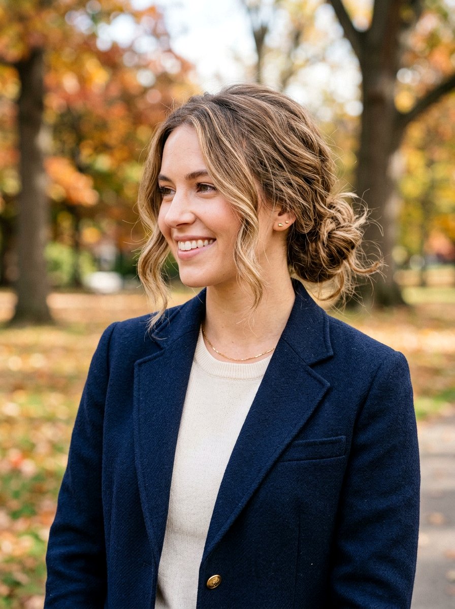 Low Messy Bun - 20 office hairstyle with minimal effort - 20 office hairstyle with minimal effort