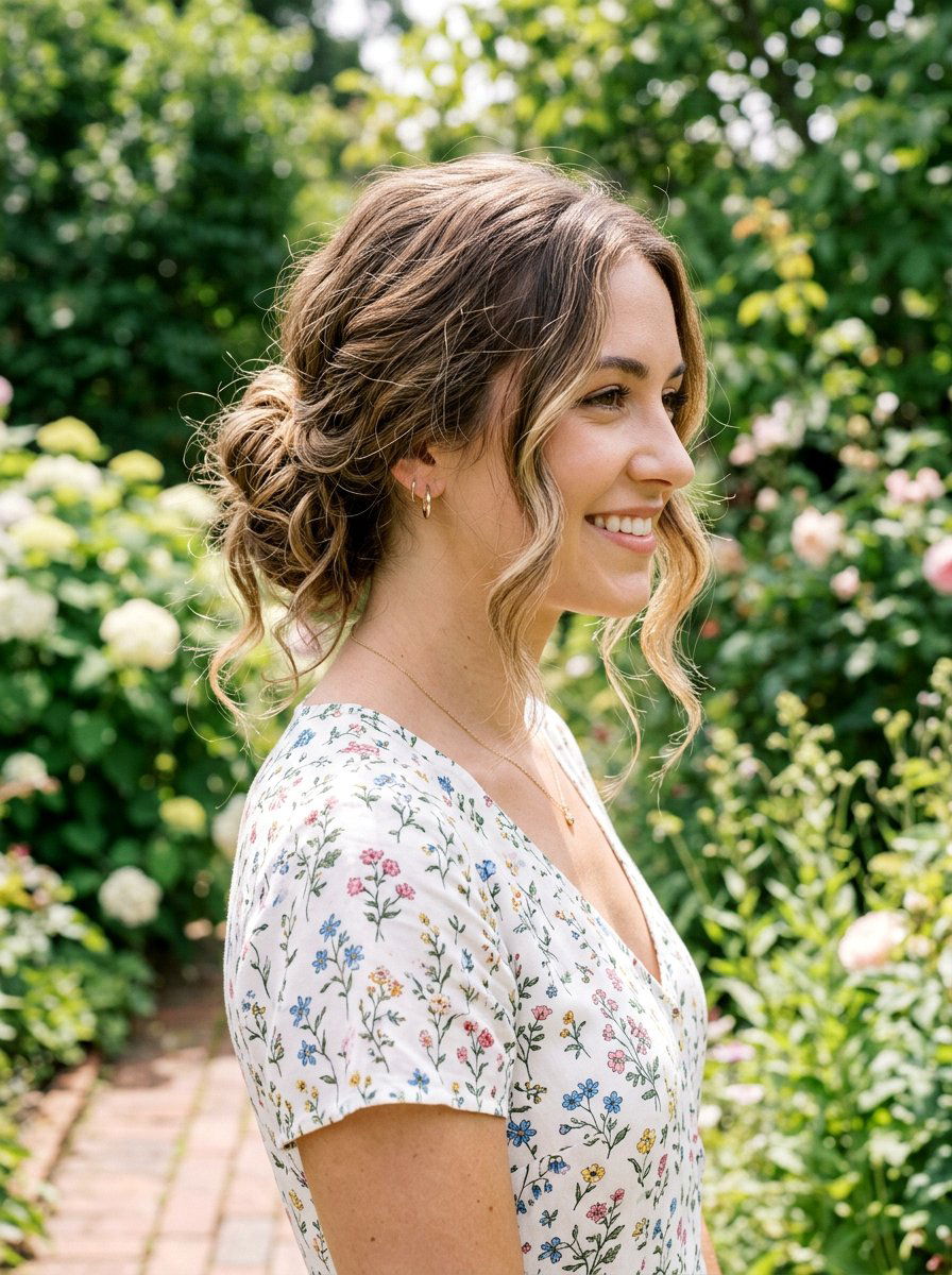 Low Messy Bun - 20 simple hairstyle for wedding shower - 20 simple hairstyle for wedding shower