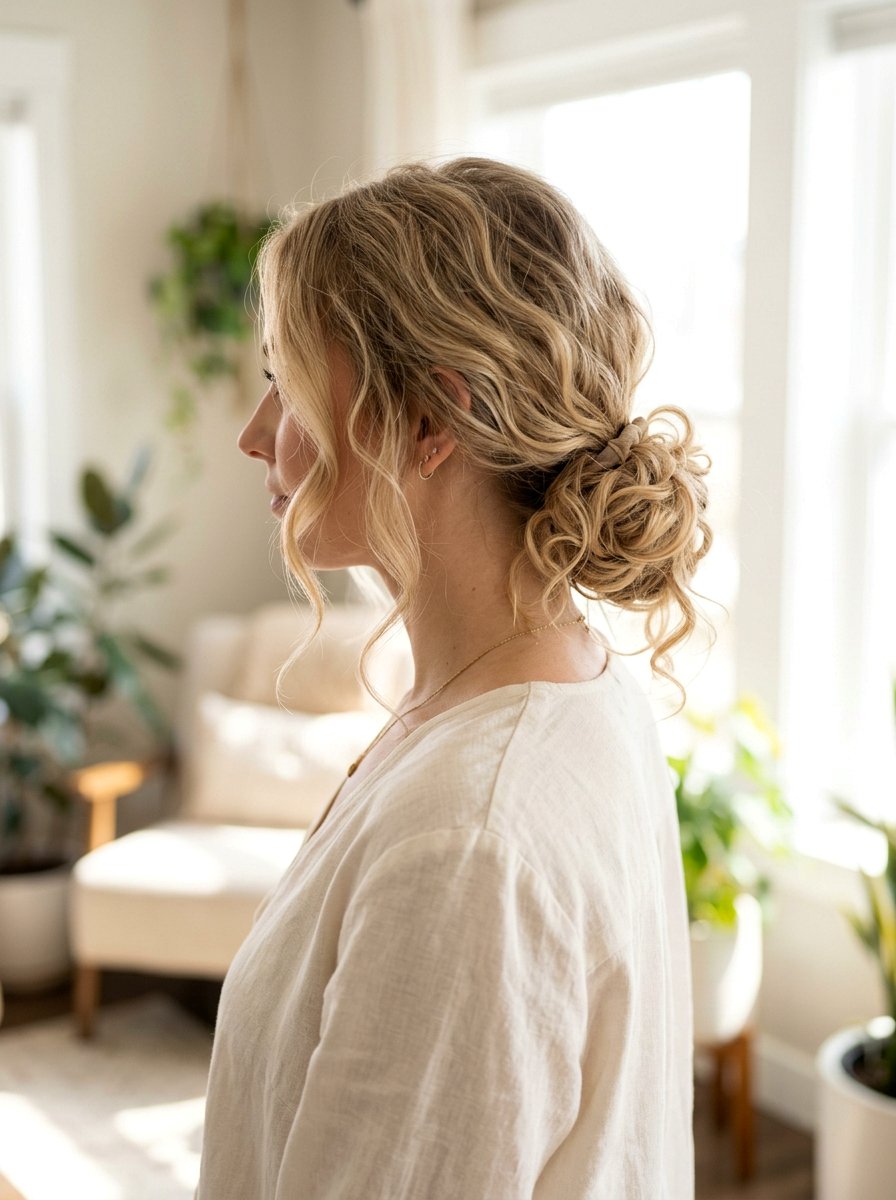 Low Messy Bun - 20 soft glam hairstyle for graduation - 20 soft glam hairstyle for graduation