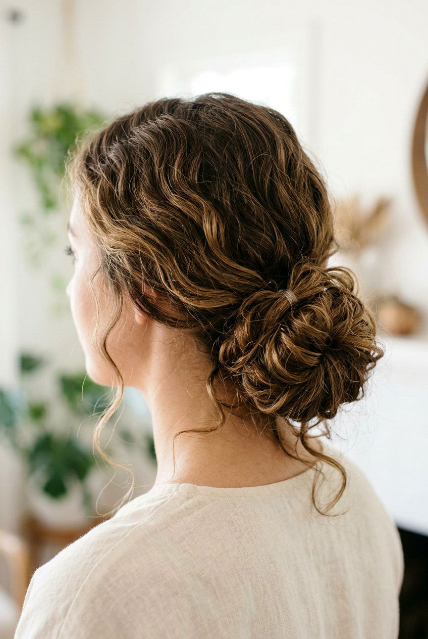 Low Messy Bun - 20 easy overnight hairstyle for thick hair - 20 easy overnight hairstyle for thick hair