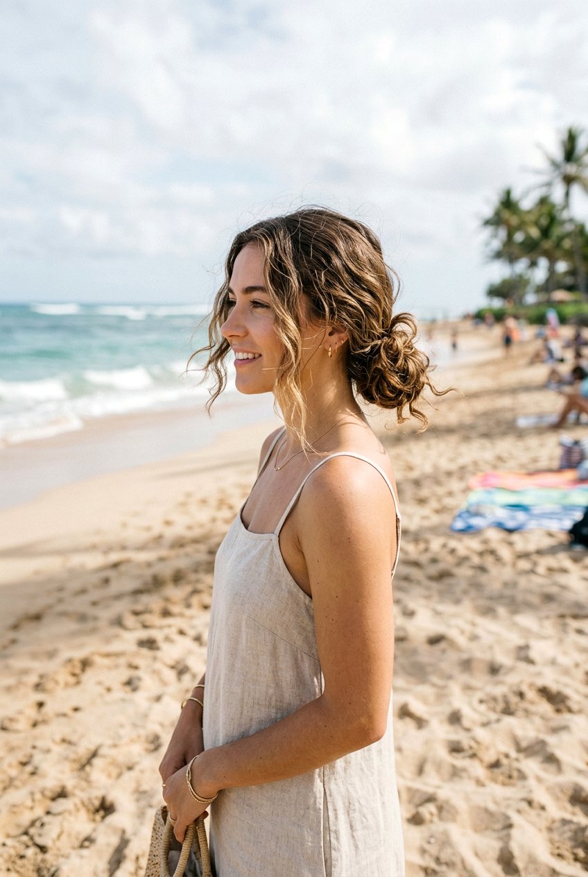 Low Messy Bun - 20 easy vacation updo for women - 20 easy vacation updo for women