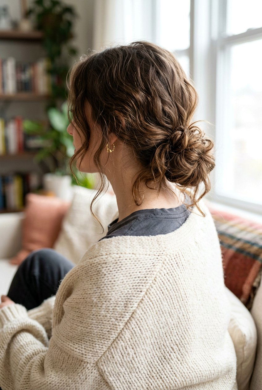 Low Messy Bun - 20 simple college hairstyle for girls - 20 simple college hairstyle for girls