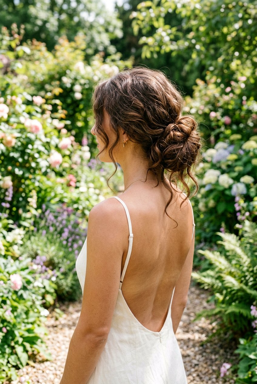 Low Messy Bun For Engagement Shoot - 20 engagement shoot hairstyles - 20 engagement shoot hairstyles