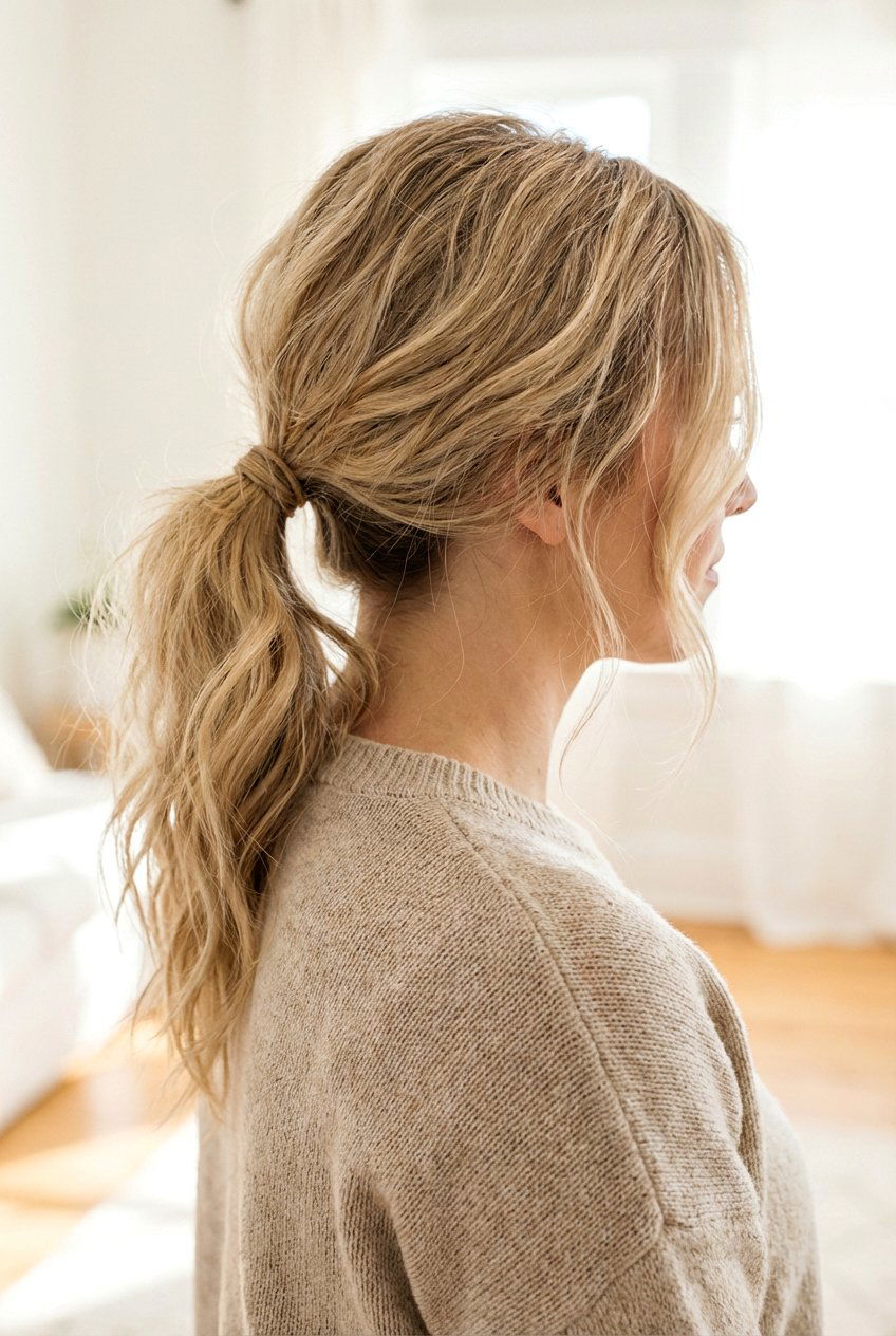 Low Messy Ponytail - 20 easy ponytail hairstyles - 20 easy ponytail hairstyles
