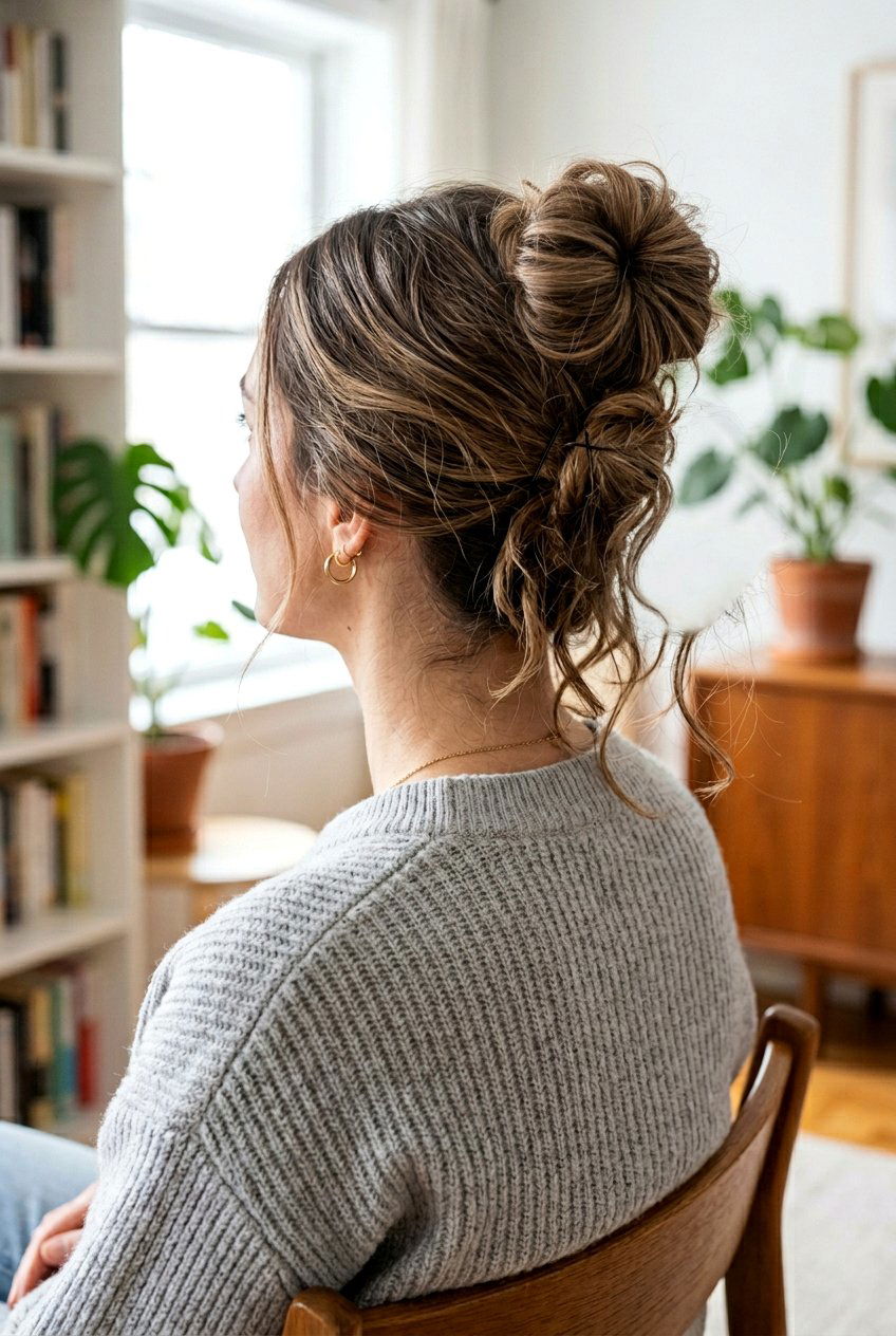 Low Messy Top Knot Look - 20 messy top knot hairstyle - 20 messy top knot hairstyle